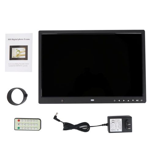 Cadre photo numerique tactile HD 13 pouces, lecteur MP3/4 (prise americaine noire 110-240 V)