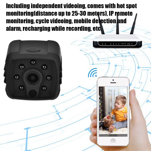 Mini camera Wifi Full HD 1080P, enregistreur video sans fil avec vision nocturne et detecteur de mouvement
