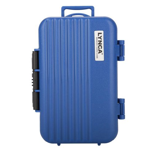 Etui de rangement antichoc pour cartes memoire, grande capacite, pour cartes CF, SD, TF (bleu)