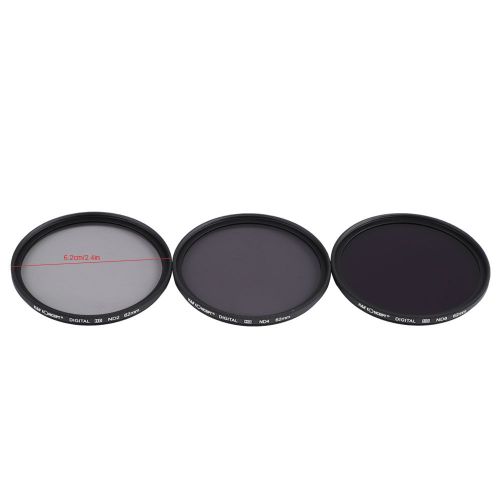 Filtre de decoloration a densite neutre K&F Concept ND2+ND4+ND8 pour appareil photo reflex numerique (62 mm)