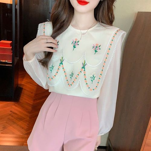 Chemise En Mousseline De Soie Épaisse Et Rajeunissante À Col Châle De Poupée De Tempérament Français De Haute Qualité