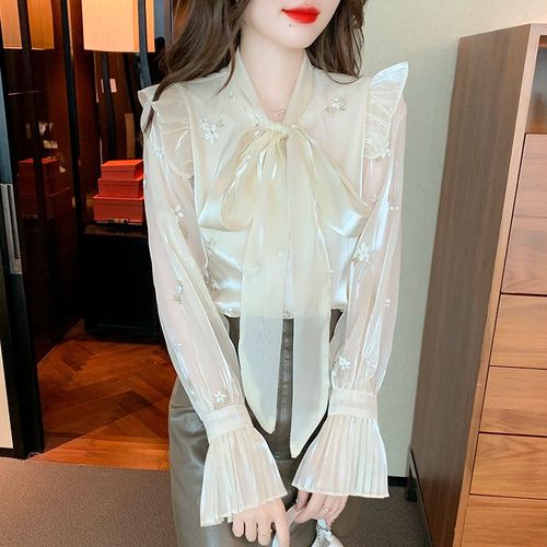 Chemise Blanche En Mousseline De Soie De Haute Qualité, Petite, Fraîche Et Douce, Design De Niche, Courte Et Douce, Pour Femmes