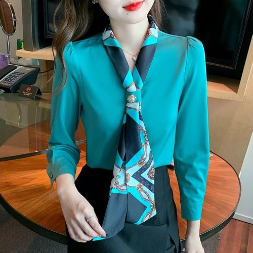 Chemise Textile De Style Printanier Pour Femme, Design De Niche, Chemise À Lacets En Satin À Tempérament Ruban À La Mode Et Élégante