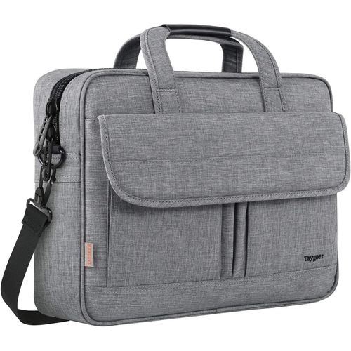 CHECARZHN--NO1-Sacoche Ordinateur Portable 15.6 Pouces Imperméable Mallette Sac À Bandoulière Pc Tablette Cartable Cadeau Pour Hommes Femmes Collège Cours Travail Affaires Voyage Gris