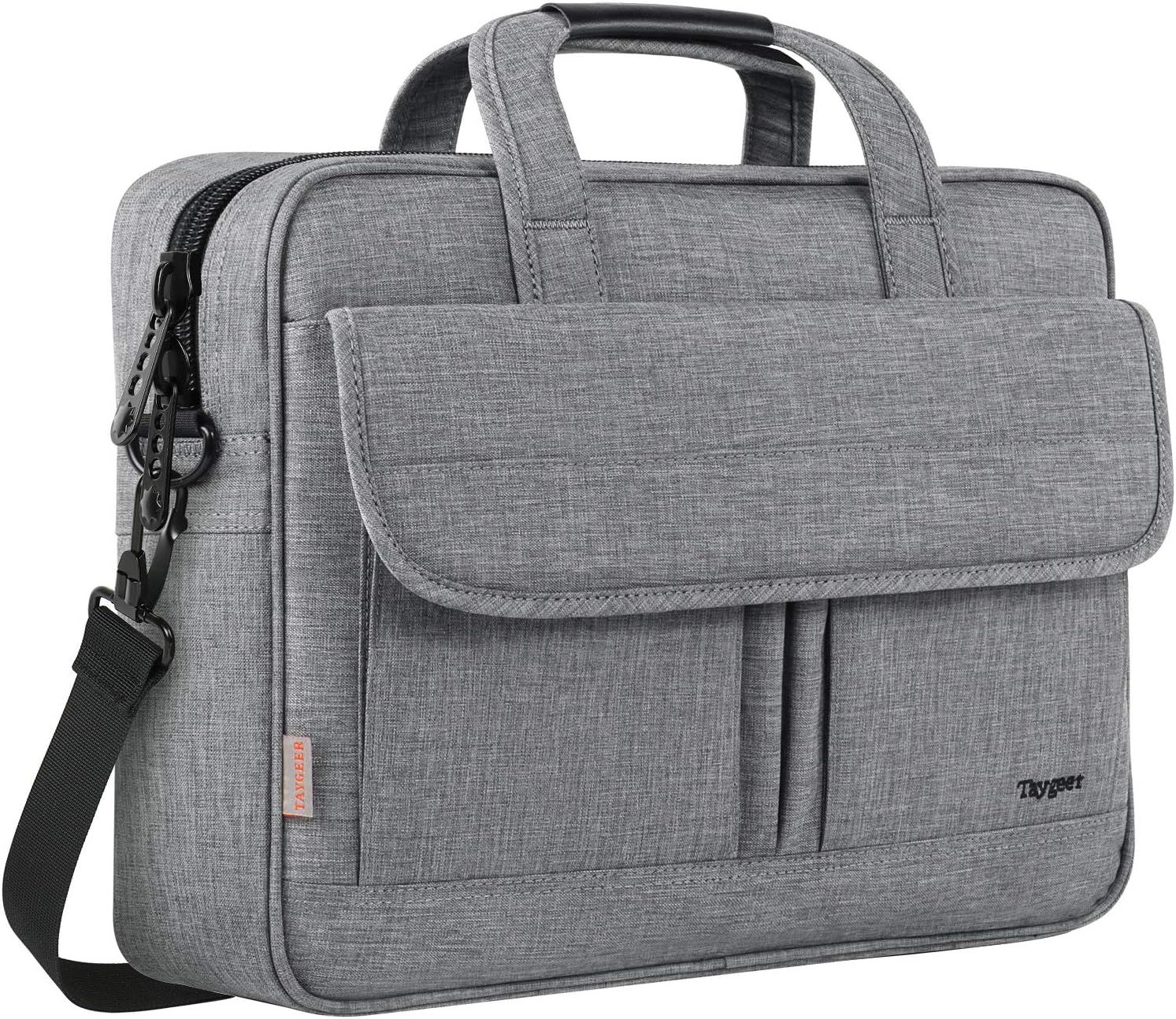 CHECARZHN--NO1-Sacoche Ordinateur Portable 15.6 Pouces Imperméable Mallette Sac À Bandoulière Pc Tablette Cartable Cadeau Pour Hommes Femmes Collège Cours Travail Affaires Voyage Gris