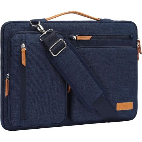 CHECARZHN--NO1-Sacoche Ordinateur Portable,Sacoche Pc Portable 15-15,6 Pouces Compatible Avec Macbook Pro 16, ,Dell,Sac Ordinateur Sac Mes r Côté Ouvert Avec 4 Poches Zipper&Poignée,Bleu Marin