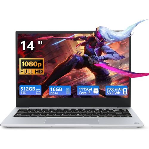 CHECARZHN--NO1-Ordinateur Portable En Métal, Core I3-1115G4 Processeur 16 Go De Ram 512 Go De Ssd, Pc Portable Avec Écran 14 Pouces 1920X1080, 2 * Type-C, 2 * Usb3.2, 7000Mah, Hdmi, Wi-Fi 6 Laptop