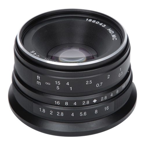 Objectif 25 mm f/1.8 a mise au point manuelle pour monture Fuji FX, noir