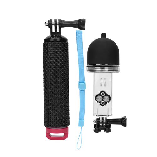 Coque de plongee etanche en plastique, boitier sous-marin, tige flottante, perche a selfie pour camera de sport DJI OSMO Pocket, rose rouge