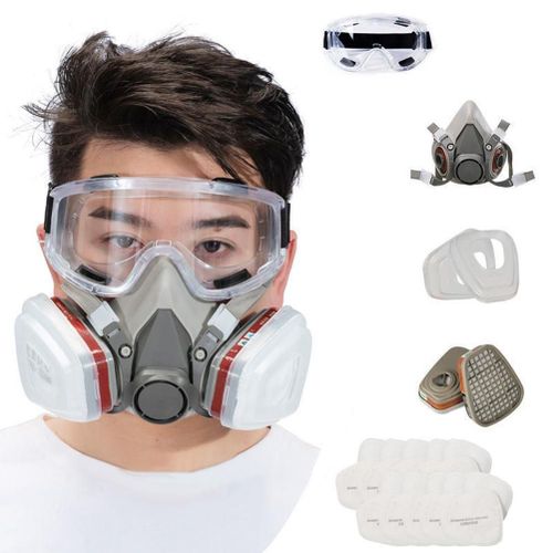 Demi-masque respiratoire reutilisable 6200 avec lunettes de securite pour gaz, poussiere, peinture, meulage, soudage