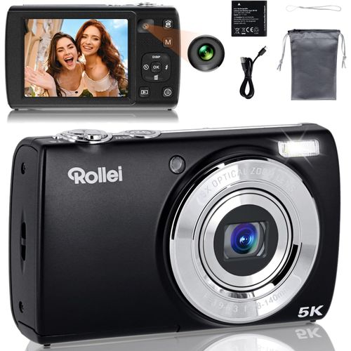 CHECARZHN--NO1-Appareil Photo Numérique Powerflex Compact, Appareil Photo 64Mp 5K Avec Double Caméra Zoom Numérique 5X Autofocus Digital Camera Avec Écran Tactile Noir, Appareil-Photo-Numérique-Digit