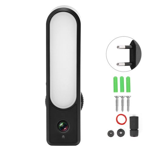 Camera Wi-Fi 1080p, vision nocturne, etanche IP66, detecteur de mouvement, lampe pour la maison et le jardin, compatible avec Tuya 100-240VEU