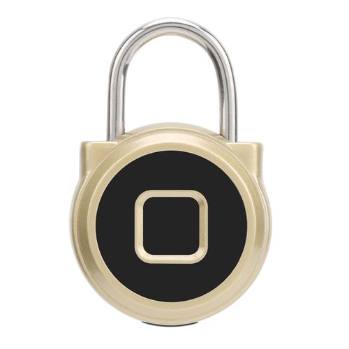 Cadenas biometrique a empreinte digitale, antivol, avec indicateur LED, pour tiroir a bagages, armoire de fitness, dore
