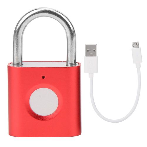 Mini cadenas intelligent a empreintes digitales, rechargeable par USB, pour sac a dos, armoire a bagages, rouge