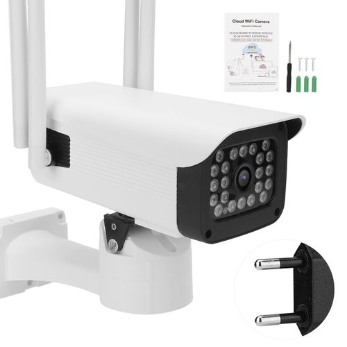 Camera de securite 1080p, 22 lumieres, detection de mouvement, interphone bidirectionnel, vision nocturne, prise 100-240VEU