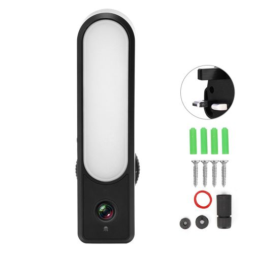 Camera exterieure Wi-Fi 1080p, vision nocturne, etanche IP66, detecteur de mouvement, lampe de securite pour maison et jardin (100-240 V).