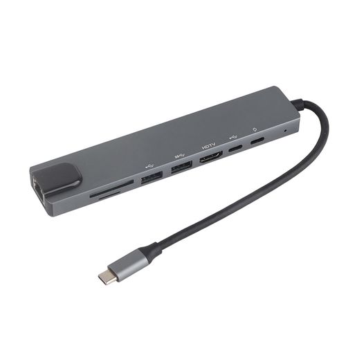 Adaptateur de station d'accueil multifonction 8 en 1 Type-C vers HDMI HUB RJ45