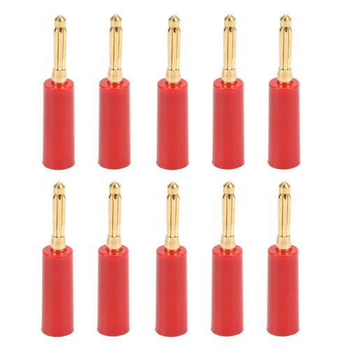 Connecteur de cable de haut-parleur sans soudure, fiche banane plaquee or a 7 broches de 4 mm, pour recepteurs audio et video, amplificateurs, home cinema, rouge