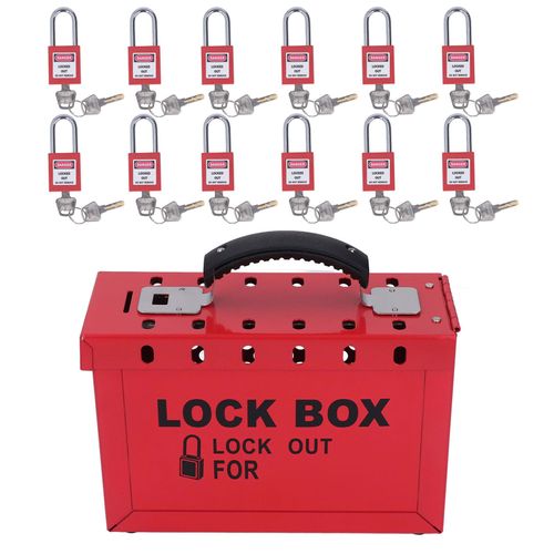 Coffret de consignation avec cadenas, coffret de securite portable avec 12 cadenas de 38 mm et 24 cles