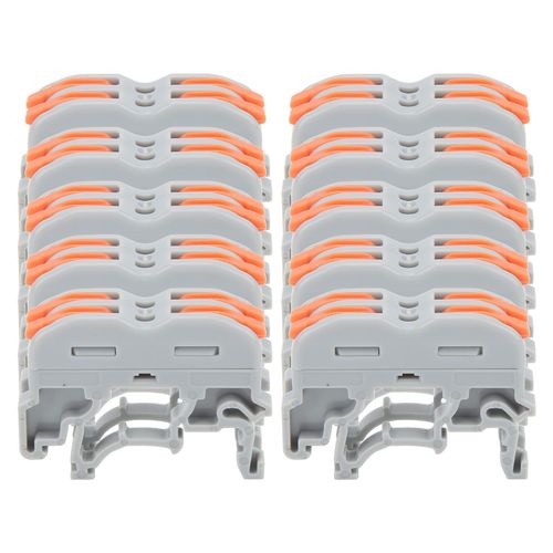 Connecteur de fil a levier de type rail DIN, connecteurs d'epissure de fil, borne de cable electrique pour circuit en ligne 2 entrees 2 sorties