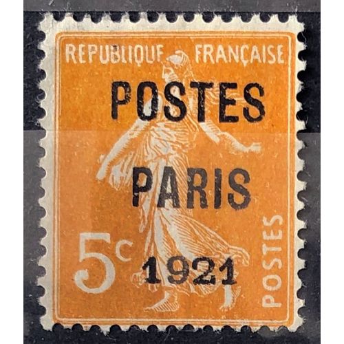 Préoblitéré Semeuse 5c Orange "Postes Paris 1921" (Très Joli N° 27) Obl - France Année 1920 - Brn83 - N33752