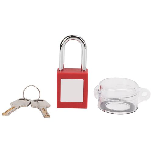 Couvercle d'interrupteur d'urgence transparent anti-poussiere de 30 mm/1,2 po avec cadenas rouge de 38 mm pour l'industrie chimique