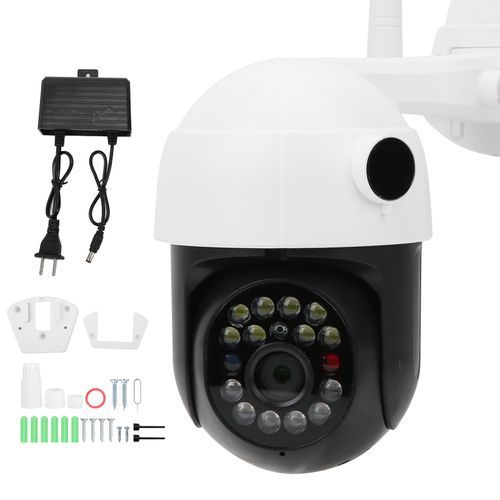 Camera dome Wi-Fi 1080P, vision nocturne 1080P, PTZ, 17 lumieres, pour suivi exterieur, securite a domicile, prise 110-220V US