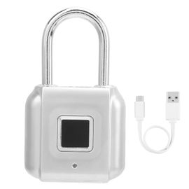 Cadenas intelligent a empreintes digitales, antivol, anti-crochetage, chargement USB, pour armoire, valise, dortoir (argent)