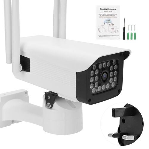 Camera de securite 1080p, 22 lumieres, detection de mouvement, interphone bidirectionnel, vision nocturne, prise 100-240 V, prise UK