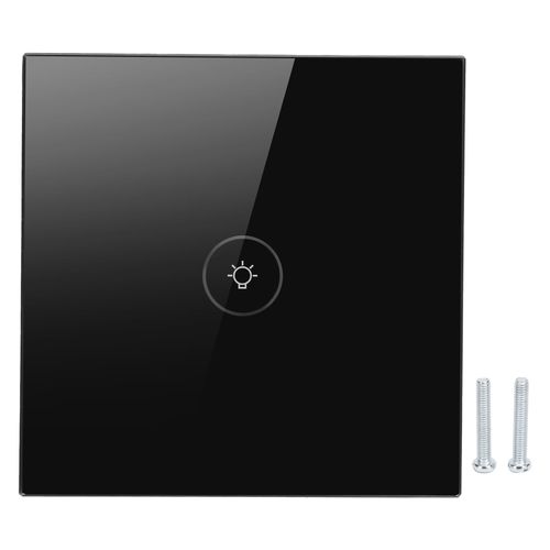 Interrupteur intelligent WiFi tactile 1 gang, commande vocale avec fonction de synchronisation, compatible avec Tuya EU 110-240 V, noir