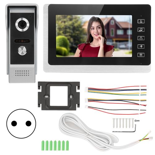 Sonnette video filaire TFT LCD 7 pouces, vision nocturne bidirectionnelle, systeme de securite domestique etanche, prise 100-240 V EU