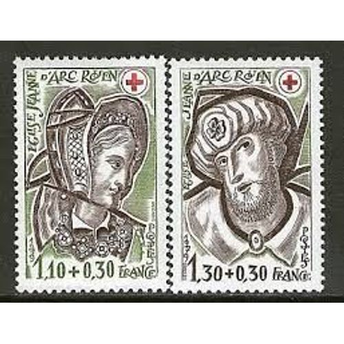 Au Profit De La Croix Rouge : Vitraux De L'Église Jeanne D'Ars À Rouen La Paire Année 1979 N° 2070 2071 Yvert Et Tellier Luxe