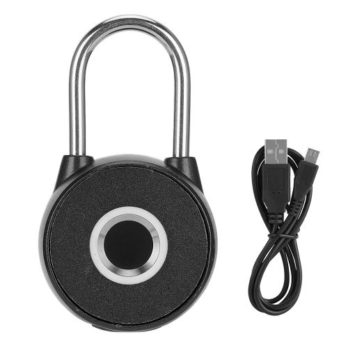 Cadenas intelligent a empreinte digitale, en metal, etanche, rechargeable par USB, pour porte de securite domestique, noir