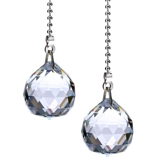 Checarzhn--No1-Lot De 2 Chaînes D'extension En Cristal Plaqué Nickel Avec Pendentif Boule De Cristal Réglable 1 M