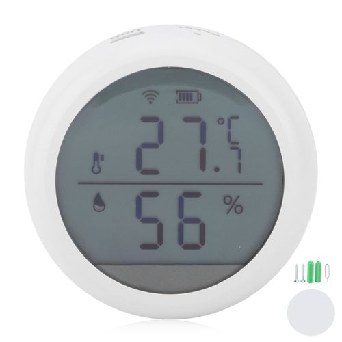Capteur d'humidite et de temperature WiFi pour TUYA, ecran LCD rond, alarme d'humidite haute/basse pour chambre de bebe