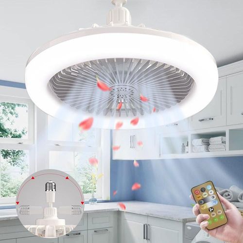 Checarzhn--No1-Lampe Ventilateur Plafond,Luminaire Ventilateur Plafonnier,E27 Lustre Ventilateur De Plafond,Ventilateur De Plafond Silencieux Avec Lumiere Et Telecommande,Ventilo Plafond Avec Lumière