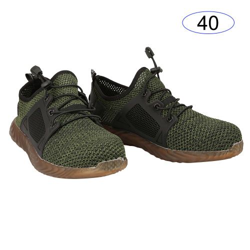 Chaussures De Securite A Embout D'acier Pour Homme, Bottes De Chantier Industrielles En Maille Respirante, Vert 40
