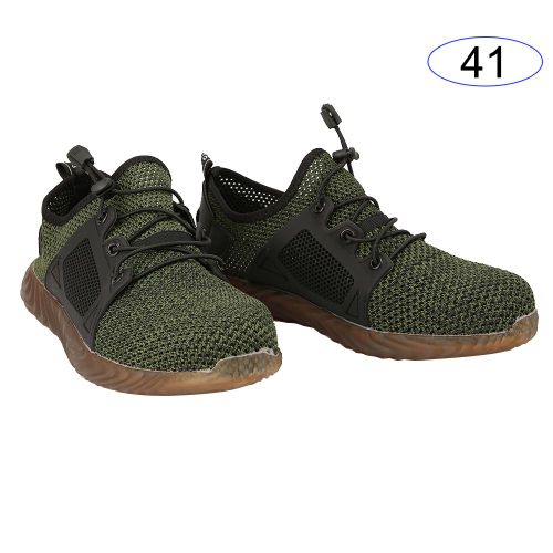 Chaussures De Securite A Embout D'acier Pour Homme, Bottes De Chantier Industrielles En Maille Respirante, Vert 41
