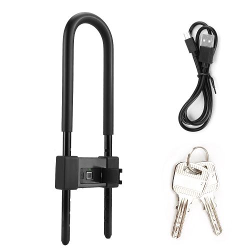 Cadenas a empreinte digitale portable de type U IP65 USB LED antivol intelligent pour porte de velo