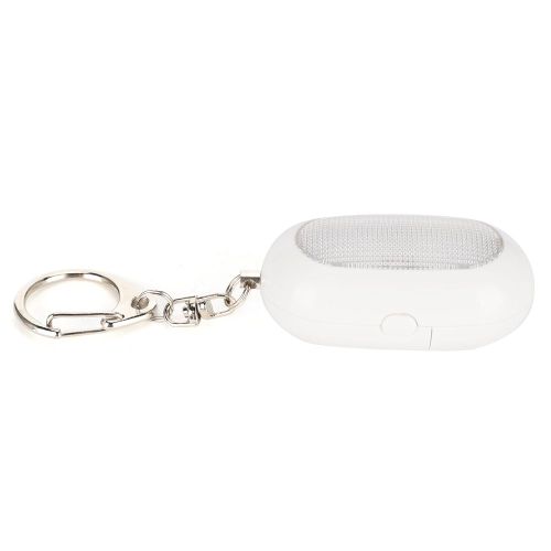 Alarme personnelle d'urgence, porte-cles d'alarme de securite a LED pour femmes et enfants, blanc