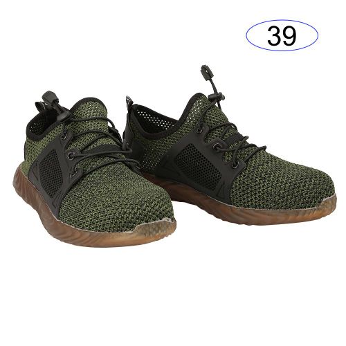 Chaussures De Securite A Embout D'acier Pour Homme, Bottes De Chantier Industrielles En Maille Respirante, Vert 39