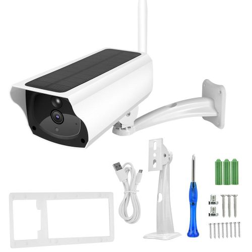 Camera exterieure solaire etanche 1080p HD Wi-Fi, vision nocturne infrarouge, interphone vocal bidirectionnel, systeme de surveillance