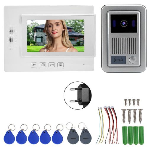Zhudele 7 pouces Video Camera Interphone Systeme de Porte Carte d'Identite Sonnette 100-240 V (UE)