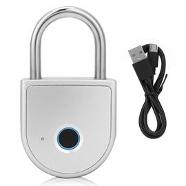 Cadenas intelligent sans cle de securite rechargeable par USB en alliage de zinc W10, argent