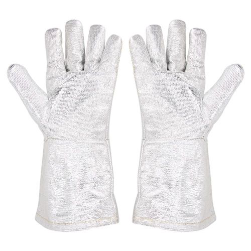 Gants de securite isolants en aluminium resistants aux hautes temperatures (15 pouces) (300-500 ¡ãC)
