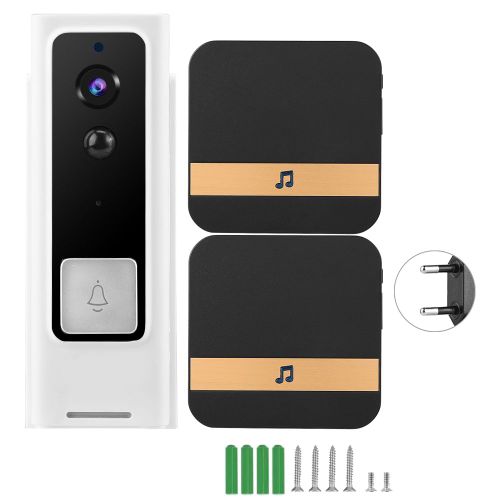Sonnette video intelligente Wi-Fi HD 1080p, interphone d'acces IR CUT 90-260 V (type E)