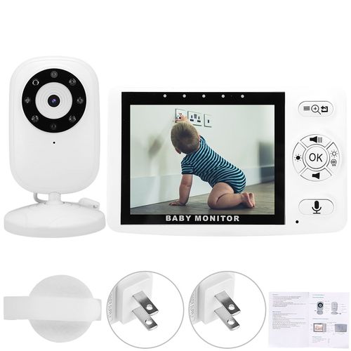 Babyphone Sans Fil 3,5 Pouces, Vision Nocturne, Interphone Audio Bidirectionnel, Capteur De Temperature, 100-240 V (Etats-Unis)