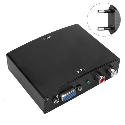 Convertisseur video HD VGA vers HDMI portable noir, adaptateur audio, prise en charge de la sortie 1080p 110-240 V (UE)