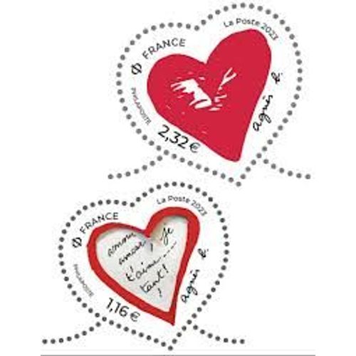 Saint Valentin : Coeurs D'Agnès.B La Paire Année 2023 N° 5650 5651 Yvert Et Tellier Luxe