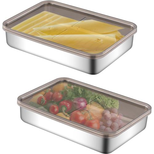 Checarzhn--No1-2 Pièces Boite Rangement Fromage Pour Frigo, Boîte A Charcuterie Fresh Avec Couvercle, Boîte Alimentaire Hermétique Réutilisable, Anti-Fuite, Boîte De Conservation De Viande Pour Sauci